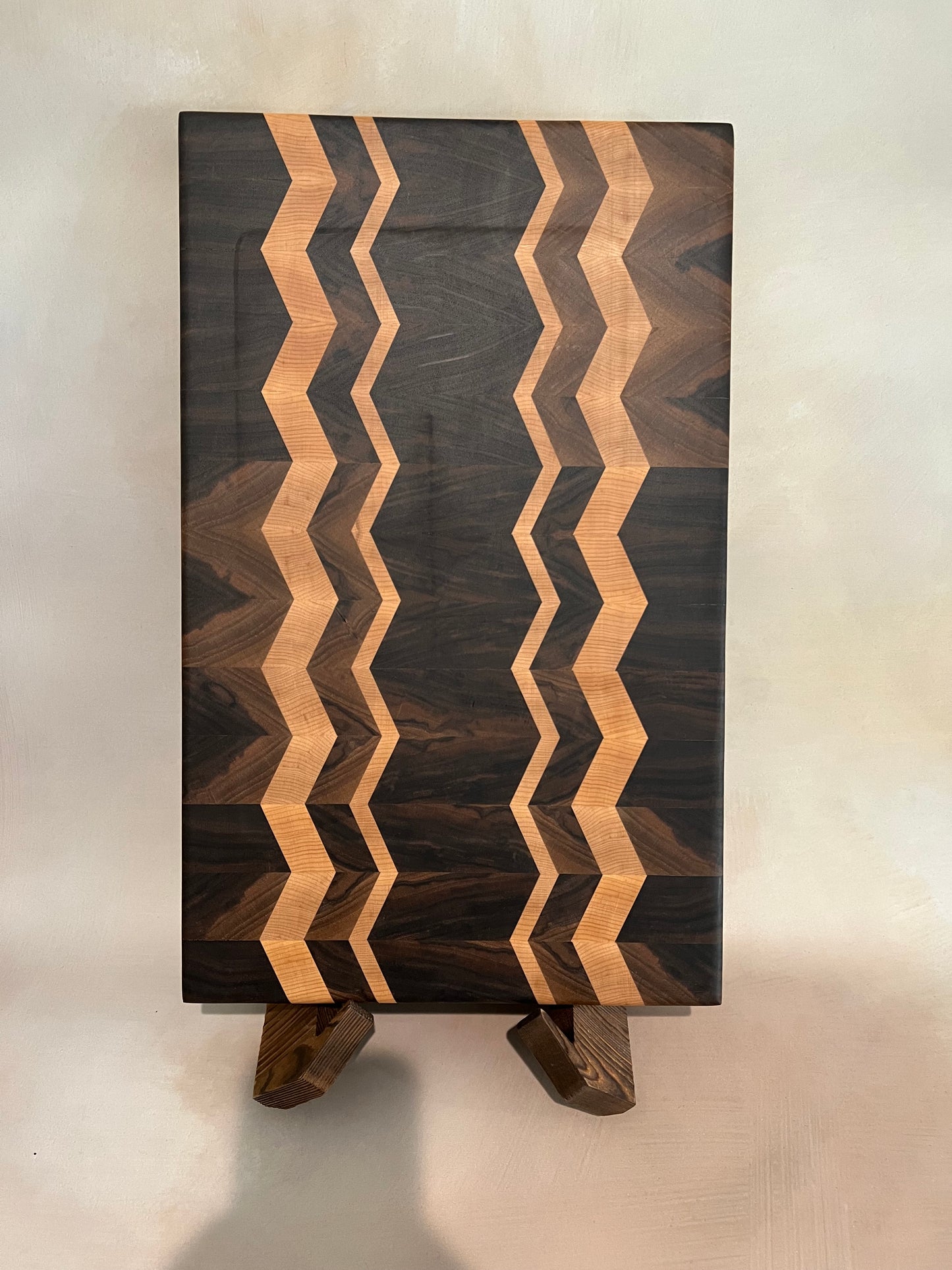 Maple & Walnut End Grain Chevron Board