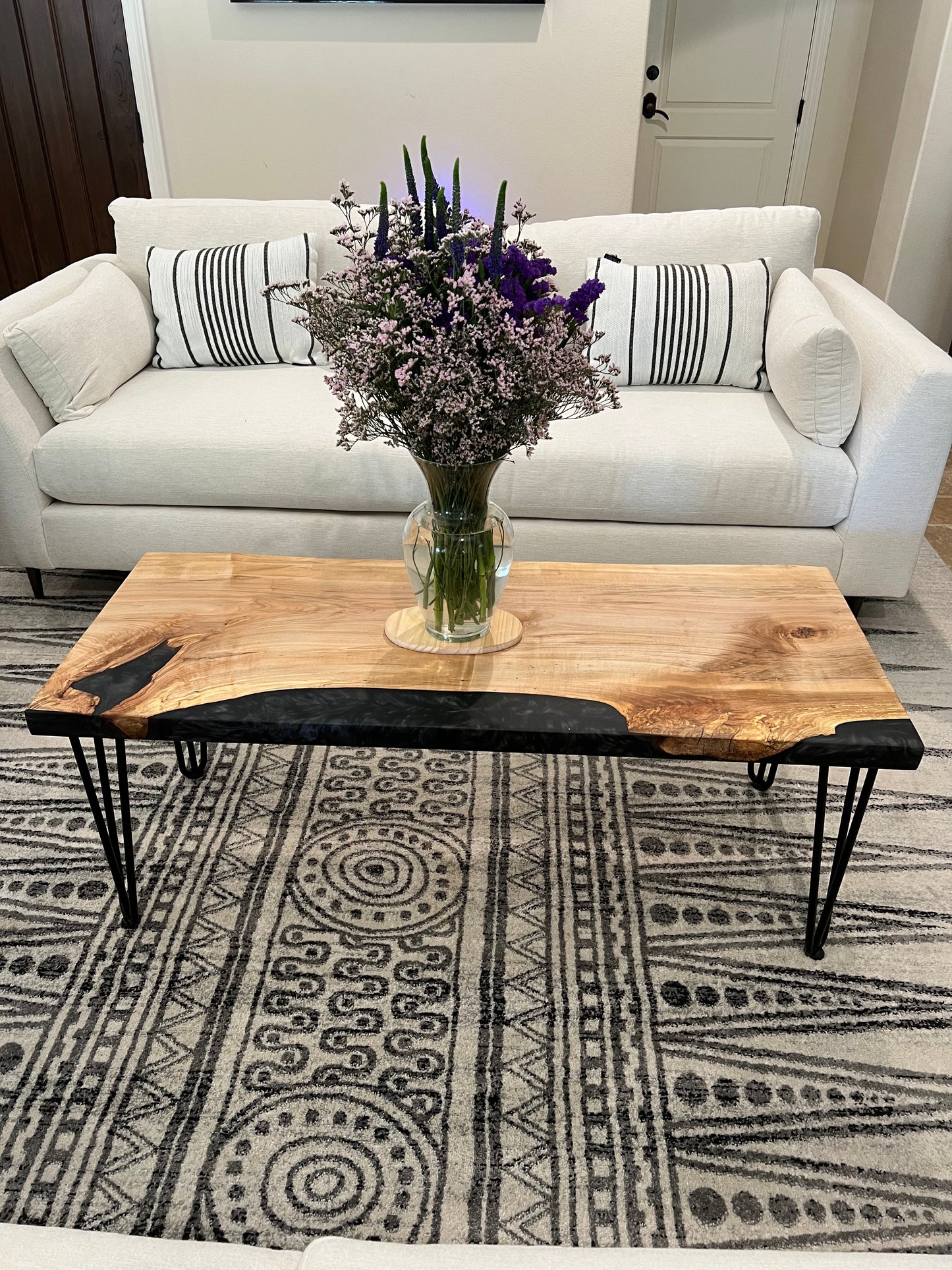 Custom Maple Coffee Table with Black Resin