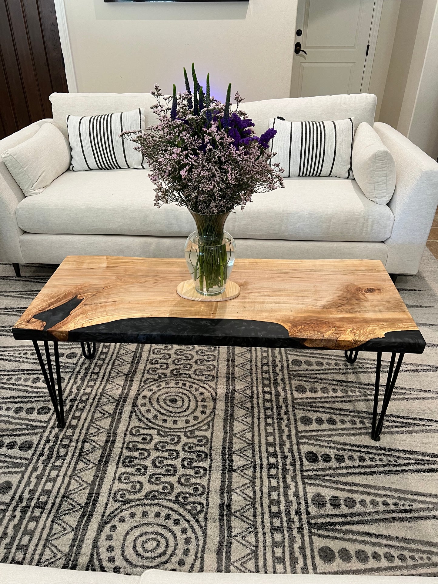 Custom Maple Coffee Table with Black Resin